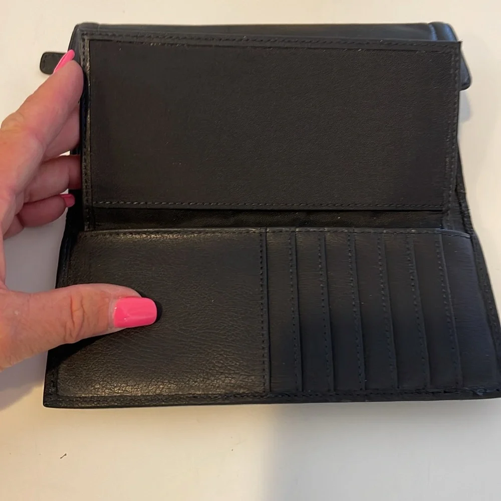 J.G. Hook Black Leather Tri-Fold Checkbook Wallet Never carried NEW w/o tags